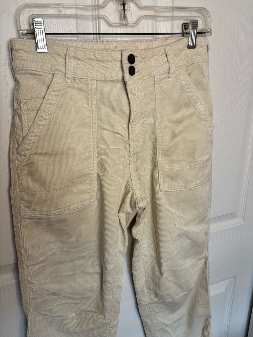 Pilcro Cream Corduroy Front-Pocket Pants